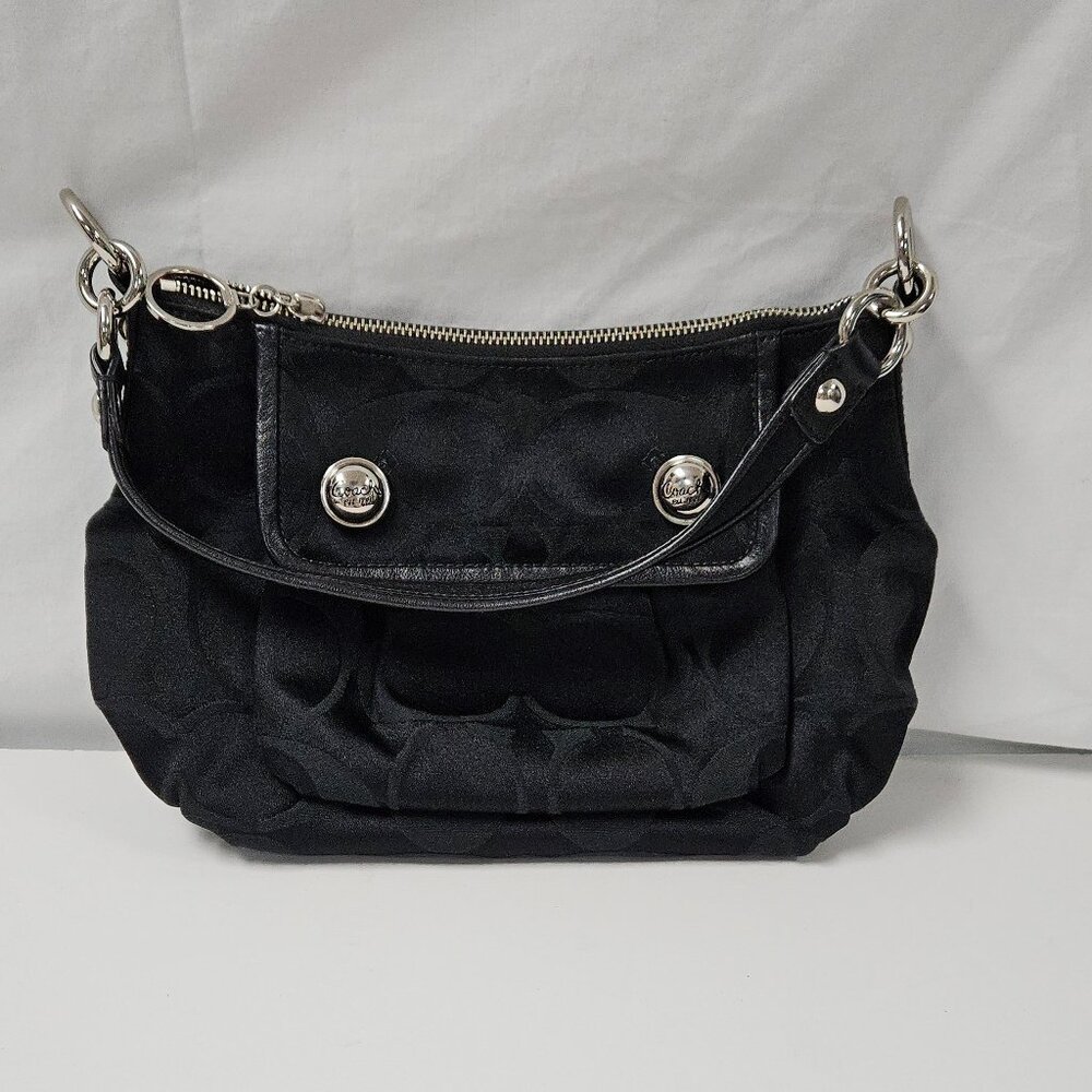 Like New Coach Signature Poppy Sateen Hobo Purse